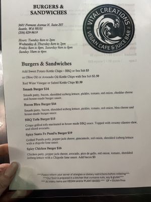   at Vital Creations Vegan Bistro in Seattle