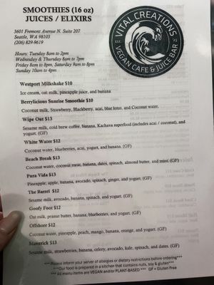   at Vital Creations Vegan Bistro in Seattle