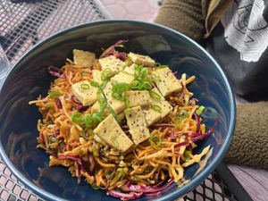 Crunchy noodle bowl  at Vital Creations Vegan Bistro in Seattle