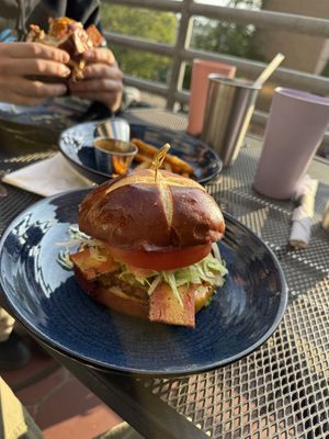 Smash burger  at Vital Creations Vegan Bistro in Seattle