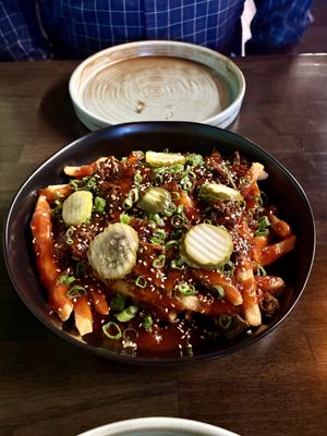 Loaded Thunder Fries—OMG 😋  at Vital Creations Vegan Bistro in Seattle