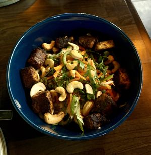 Bahn Mi Noodle Bowl 🧡  at Vital Creations Vegan Bistro in Seattle
