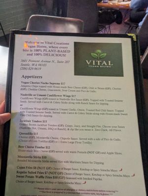  at Vital Creations Vegan Bistro in Seattle