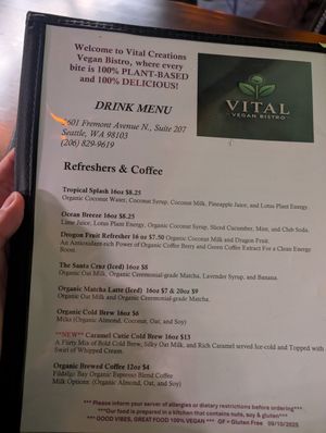  at Vital Creations Vegan Bistro in Seattle