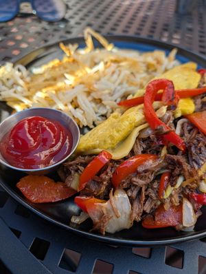 The Big Pun vegan omelette is new and totally off-the-chain. You won't find a better Vegan omelette in Seattle! at Vital Creations Vegan Bistro in Seattle