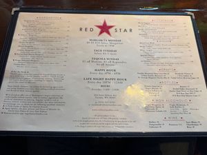 Menu at Red Star Taco Bar in Tacoma