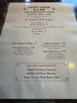 Happy Hour Menu at Red Star Taco Bar in Tacoma