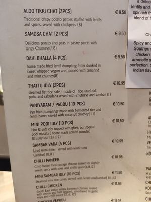 Vegetarian and vegan starters at Southern Spices in Sandyford