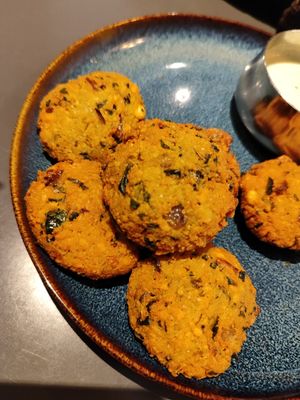 Vegetable and lentil fritters at Southern Spices in Sandyford