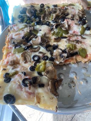 Mushrooms, olives, peppers  at Urban Field in Longmont