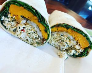 Vegan breakfast burrito at Gnostic Mana Cafe in Woy Woy