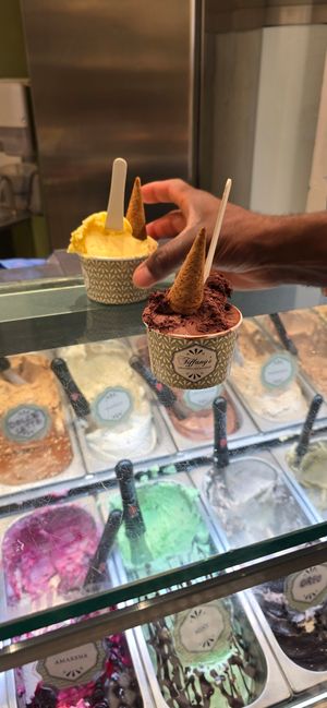 Dark chocolate and mango at Tiffany's Gelateria in Valletta