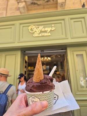 Small dark chocolate at Tiffany's Gelateria in Valletta