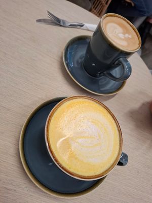 Golden and normal latte at The Acai Girls in South West London