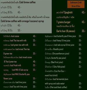 Menu at Rainy's Veggie Burgers in Chiang Mai