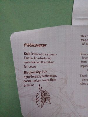 Info on the inside of the packaging at Belmont Estate in Belmont