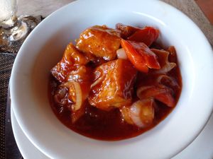 Tofu in a tomato sauce at Belmont Estate in Belmont