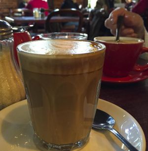 soy latte at Earthly Pleasures Cafe in Belgrave