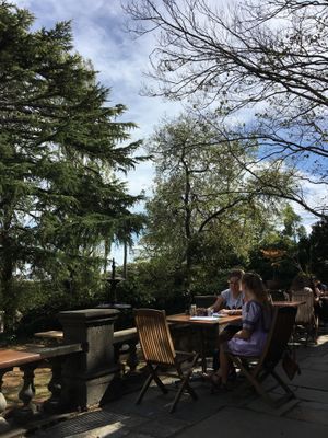 Outside seating at Earthly Pleasures Cafe in Belgrave