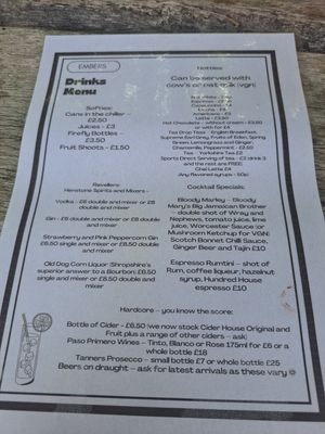 Drinks at Embers Cafe in Telford