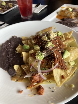 soy chorizo chilaquiles  at Alebrije in Kamuela