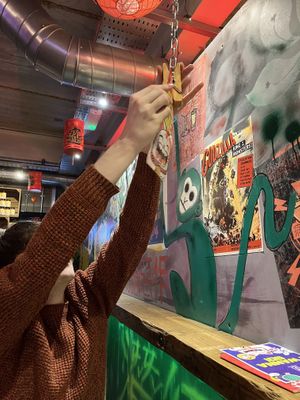 Ordering  at Mans Market in Leeds