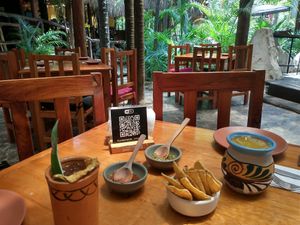 Restaurant and tortilla chips at La Perla in Playa Del Carmen