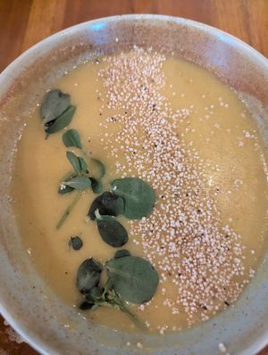 Corn and potato soup at La Perla in Playa Del Carmen