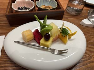 Fruit platter   at Ziputi Vegetarian Restaurant in Beijing