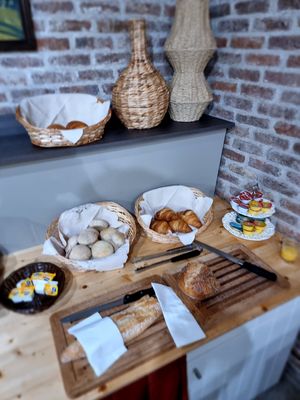 Part of breakfast buffet at Hotel Malleberg in Bruges