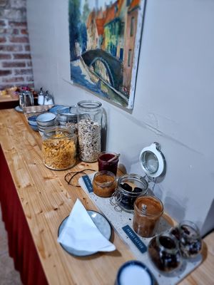 Part of breakfast buffet at Hotel Malleberg in Bruges
