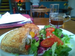 Vegan cheese toasty at Charlie's Angels Kitchens in Tunbridge Wells