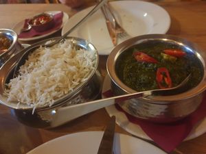 Tofu spinach curry at Chakra in Tallinn