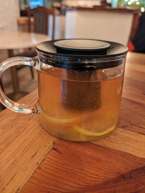 Black tea with lemon and orange - delicious! at Maitri-vegan&glutenfree in Poznan