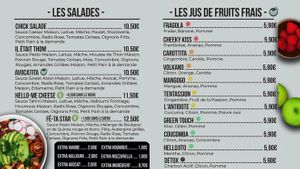 Menu at Hello You - Food Bar in Paris
