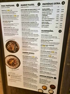 Menu at Honest Greens in Lisbon