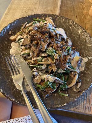 Wild mushroom toast   at Honest Greens in Lisbon