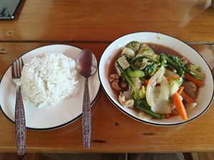 Cashew vegetables at Family Bakery in Nong Khiaw
