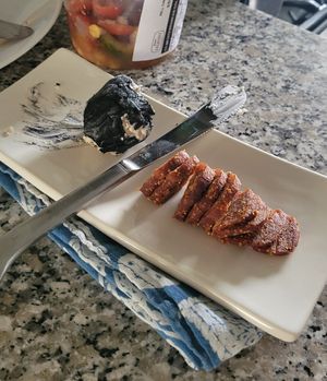 Fig salami and vegan cheeae at Leevers Locavore in Denver