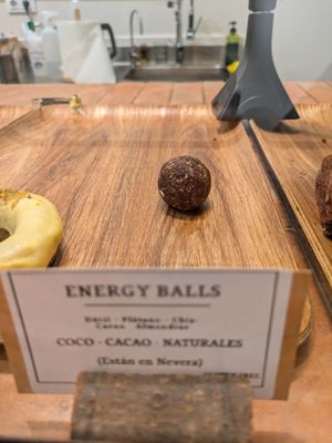 And the same disgusting, sad ball, they really cater to vegans! at CAUA Cacao Roasters in Barcelona