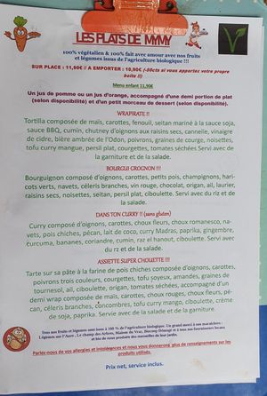 Menu at Greedy Guts in Caen