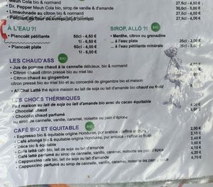 Menu at Greedy Guts in Caen