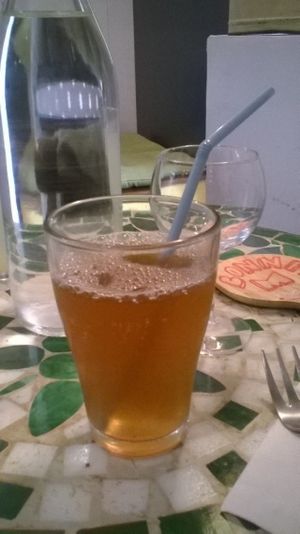 Jus de pommes bio de la région. at Greedy Guts in Caen