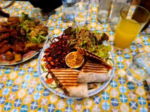 Garlic bread and wraps at Greedy Guts in Caen