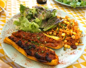 Stuffed Zucchini Plate at Greedy Guts in Caen