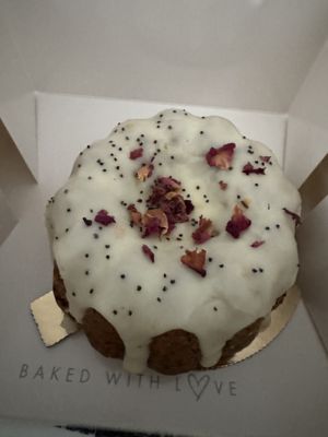 Vegan Orange Poppy seed cake.  at Pura Vida  in Bay Harbor Islands