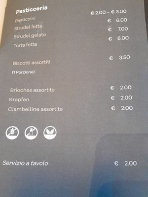 Menù at Pasticceria Dolci Note in Andalo