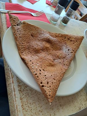 Galette with banana flambé at Crêperie Bretonne  in Saint-tropez