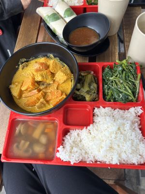 Lunchset 1 - rice, curry, mushrooms soup, and vegetables   at Vn Street Foods in Marrickville
