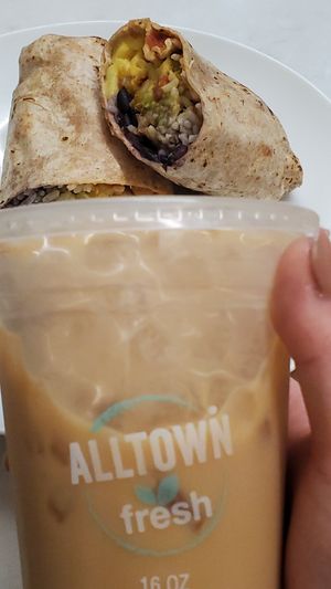 Iced coffee with Oat Milk and Hazelnut at Alltown Fresh in Ayer